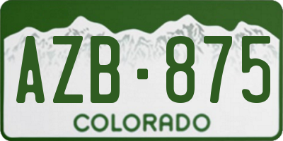 CO license plate AZB875