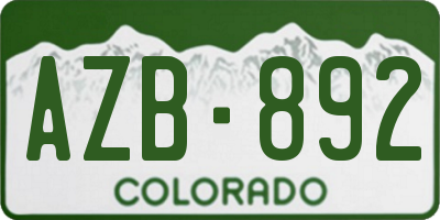 CO license plate AZB892