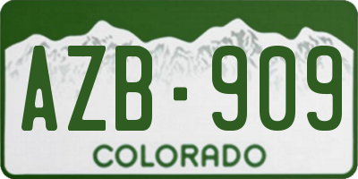 CO license plate AZB909