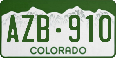 CO license plate AZB910