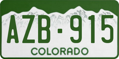 CO license plate AZB915