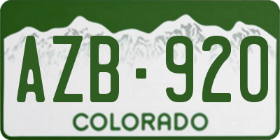 CO license plate AZB920