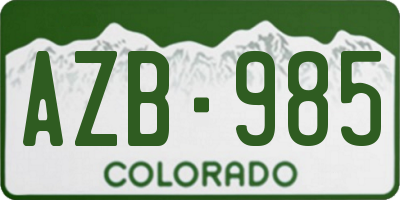 CO license plate AZB985