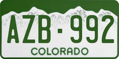 CO license plate AZB992