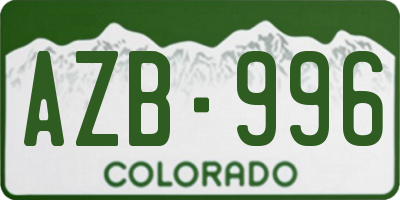 CO license plate AZB996