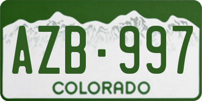 CO license plate AZB997