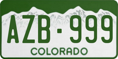 CO license plate AZB999
