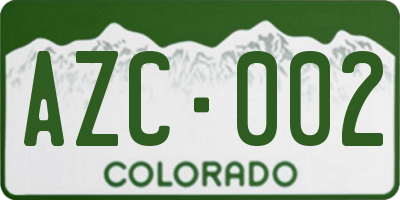 CO license plate AZC002