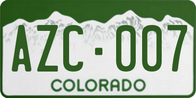 CO license plate AZC007