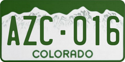CO license plate AZC016