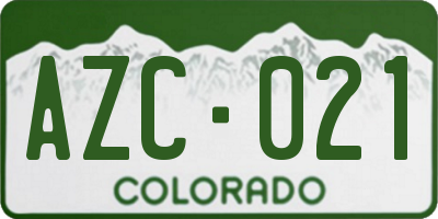 CO license plate AZC021