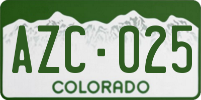 CO license plate AZC025