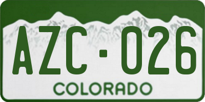 CO license plate AZC026