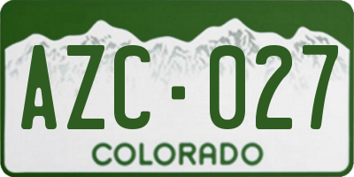 CO license plate AZC027