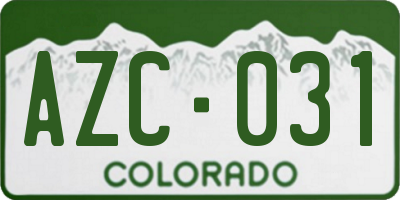 CO license plate AZC031