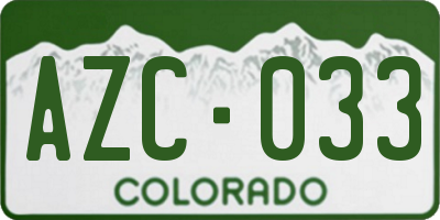 CO license plate AZC033