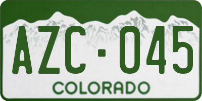 CO license plate AZC045