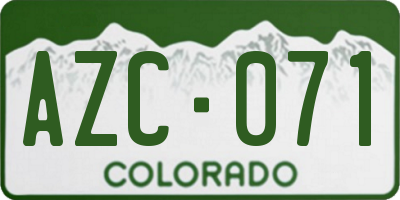 CO license plate AZC071