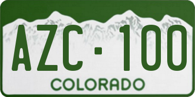 CO license plate AZC100