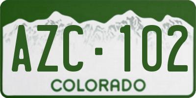 CO license plate AZC102