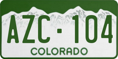 CO license plate AZC104