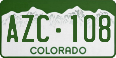 CO license plate AZC108