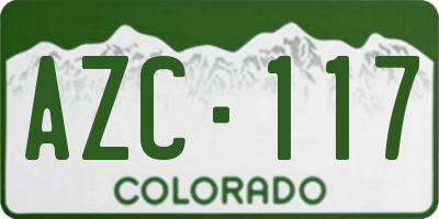 CO license plate AZC117