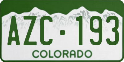 CO license plate AZC193