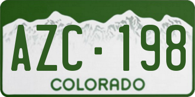 CO license plate AZC198