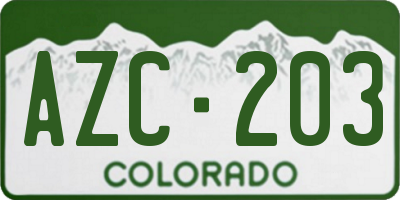 CO license plate AZC203