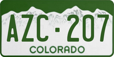 CO license plate AZC207