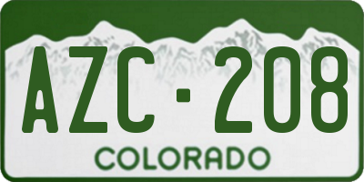 CO license plate AZC208