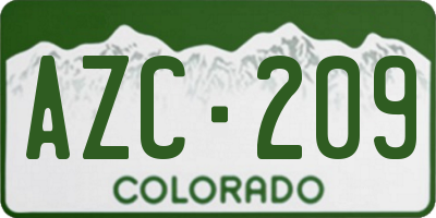 CO license plate AZC209