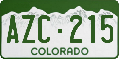 CO license plate AZC215