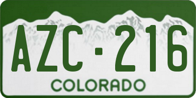 CO license plate AZC216