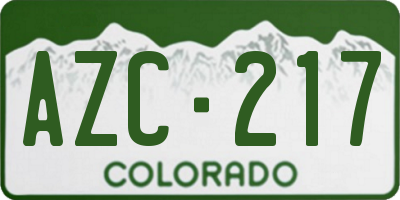 CO license plate AZC217