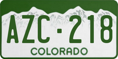 CO license plate AZC218