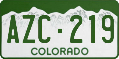 CO license plate AZC219