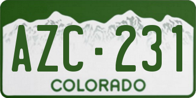 CO license plate AZC231