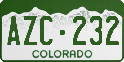 CO license plate AZC232