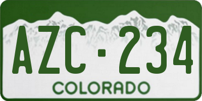 CO license plate AZC234