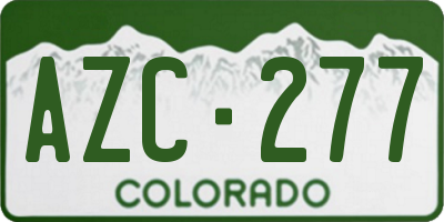 CO license plate AZC277