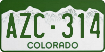 CO license plate AZC314