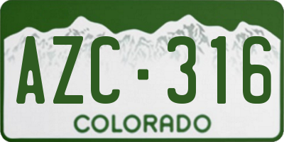 CO license plate AZC316