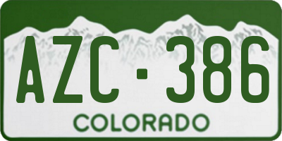 CO license plate AZC386