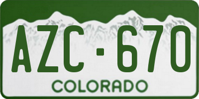 CO license plate AZC670