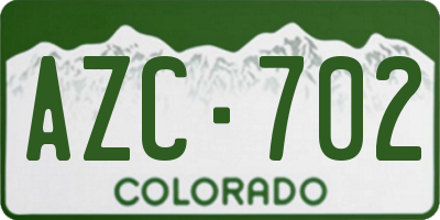 CO license plate AZC702