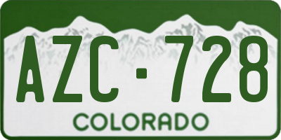 CO license plate AZC728