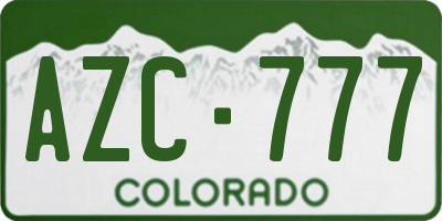 CO license plate AZC777