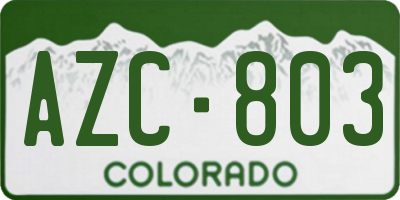 CO license plate AZC803